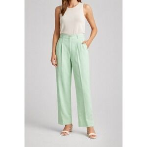 Zara Mint Green Pleated High Waisted Straight Leg Trousers Pants Size S-M